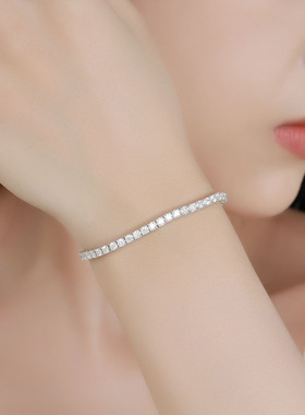 钻石之乡商丘人工钻石隐藏扣手链情侣款925纯银简约轻奢网球链