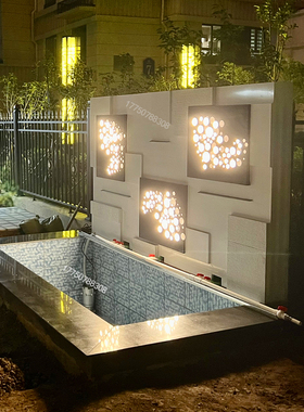 现代庭院水幕景观流水墙花园林