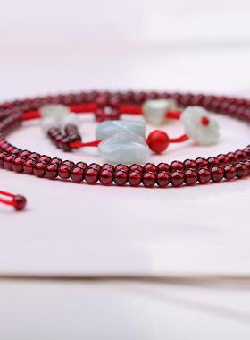 石榴石手链女款本命年蛇手工编织