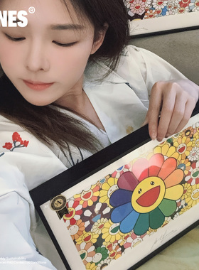 墙上小装饰画大太阳花潮流村上隆太阳花装饰画安尼画廊ins挂画
