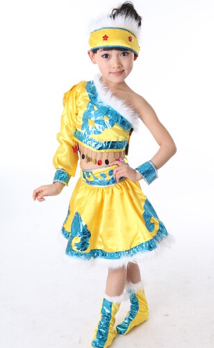 彩衣朵朵新款 儿童藏族舞蹈演出服 蒙古族儿童舞蹈表演服童装7257 - 图1