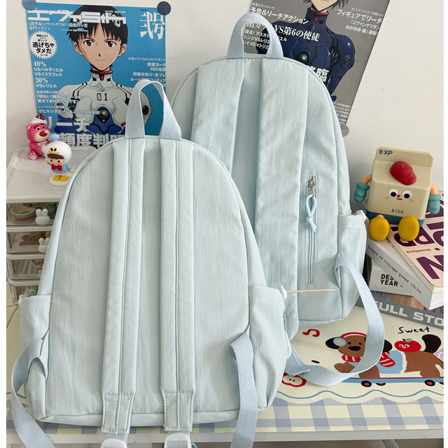Japanese simple soft girl schoolbag campus fashion solid color backpack college style simple lightweight travel backpack