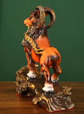 铜羊摆件纯铜领头羊办公室客厅生肖羊三羊开泰工艺品大号山羊