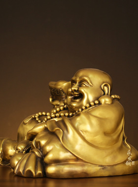 全铜百财弥勒佛元宝卧佛大肚佛笑佛家用寺庙佛堂店铺供奉开业礼品