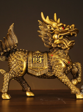 招财麒麟摆件一对客厅办公室玄关酒柜送子旺财纳福麒麟开业礼品
