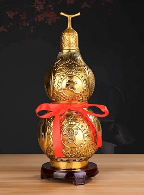 纯铜葫芦摆件纯铜开口开盖空心招财葫芦五帝钱挂件大小号家居摆件