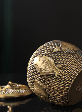 茶叶罐纯黄铜五牛家用室内防虫防潮湿储物罐家居客厅礼品摆件