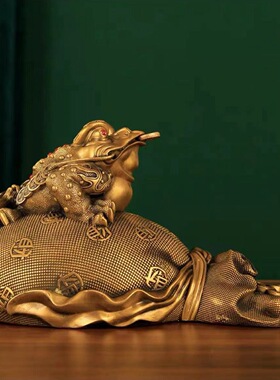 纯铜三足金蟾钱袋金蟾招财三足蟾蜍家居摆件办公室店铺开业收银台