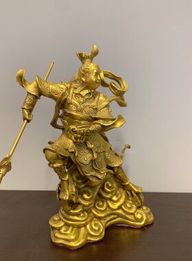 精工纯铜哪吒三太子神像三坛海会大神哪吒铜像镇宅家居供奉工艺品