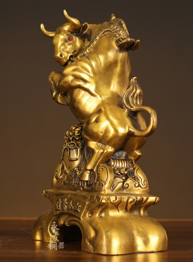 纯铜牛摆件财势如虹牛金钱牛财源滚滚牛旺市金牛气冲天家居工艺品