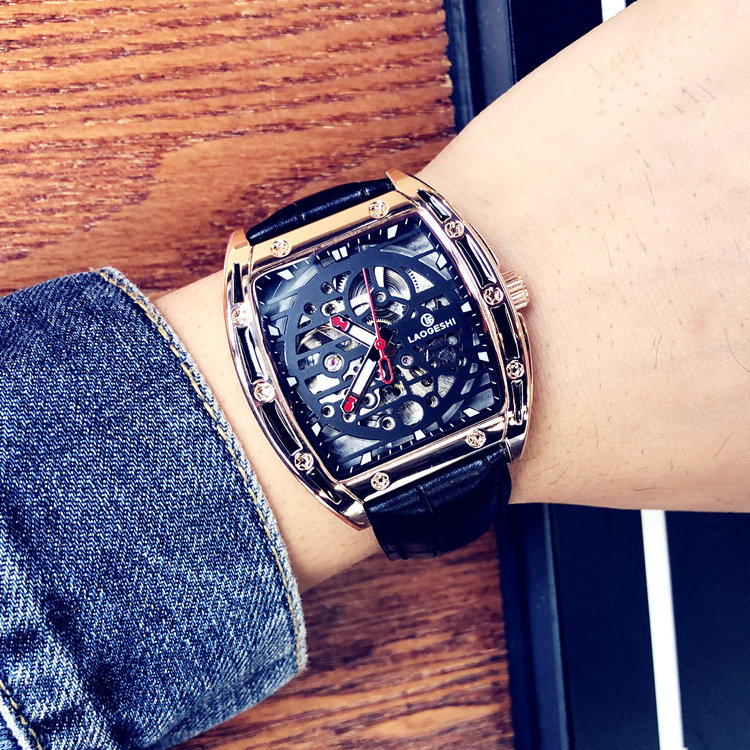 黑科技酒桶方形镂空全自动1机械表 酷林手表国产腕表