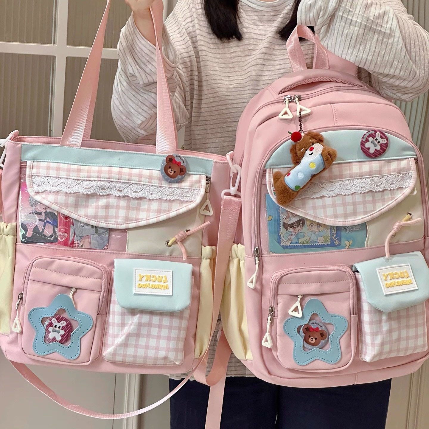 日系ins小清新可爱痛包女 学生上课单肩包手提补习袋大容量斜挎包,淘宝优惠券,粉丝福利购,淘宝优惠卷