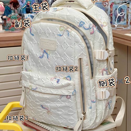 学院风书包女生简约百搭大容量上学双肩包高中生初中学生上学背包 - 图3