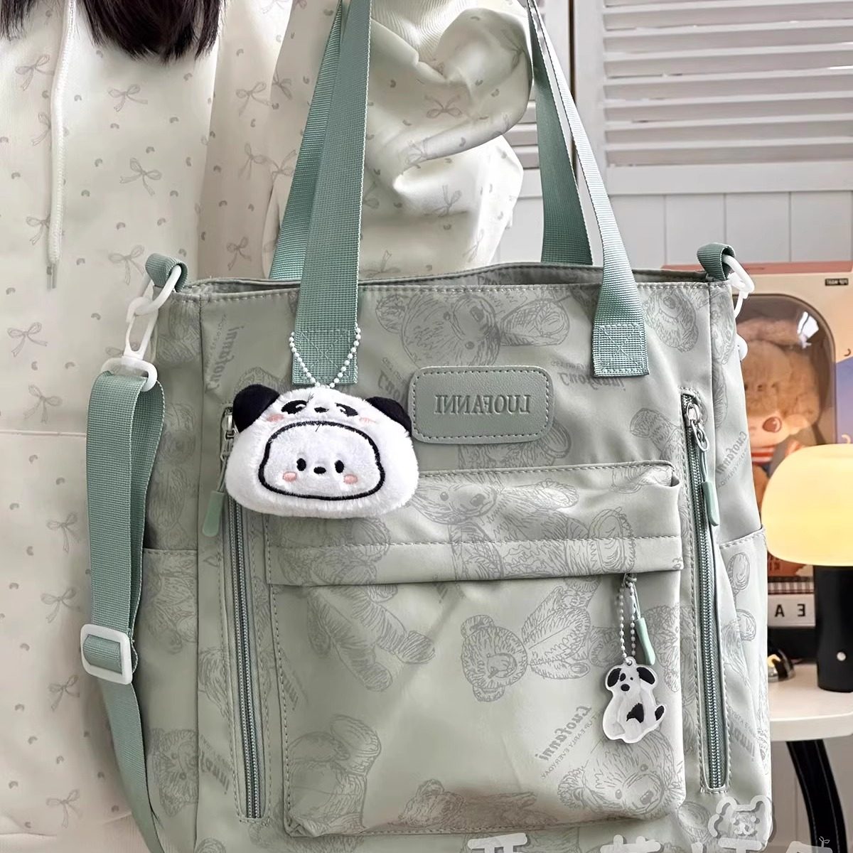 日系ins大容量单肩包女 可爱少女托特包学生上课补习手提袋斜挎包,淘宝优惠券,粉丝福利购,淘宝优惠卷