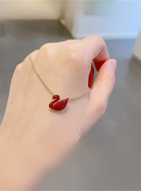 大小号黑天鹅玫瑰金红色珍珠项链