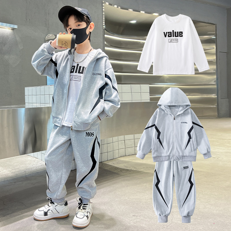 儿童装男童秋装加绒套装2025新款中大童春秋款运动服男孩帅气衣服