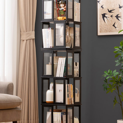 旋转书架落地置物架儿童书柜学生家用储物柜客厅展示架书本收纳架 - 图0