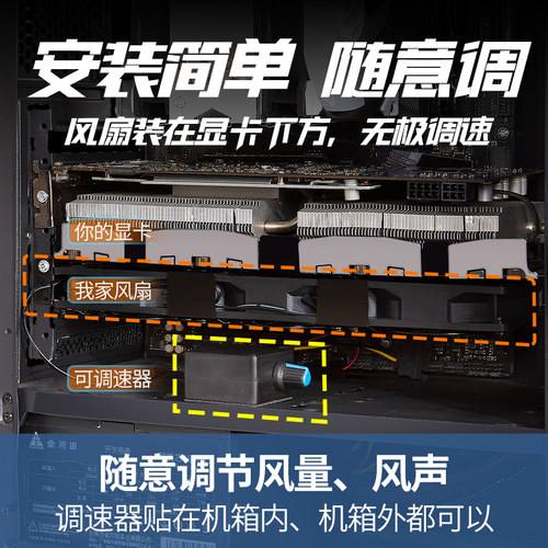 通用台式机电脑超静音显卡散热器伴侣机箱显卡风扇改装辅助降温热 - 图2