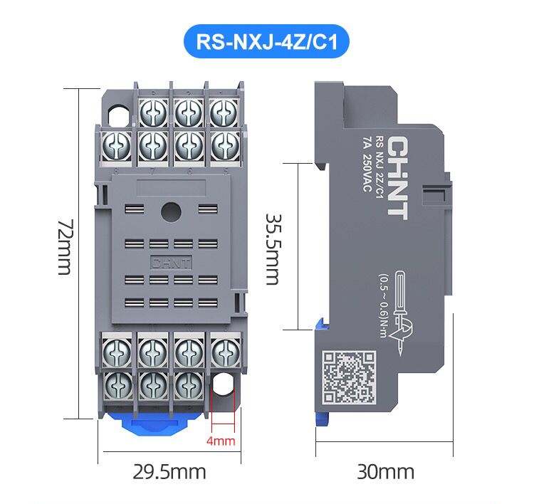 正泰中间继电器底座RS-NXJ-2Z/C1八脚14脚HH52P54P宽脚JZX新款2ZH - 图1