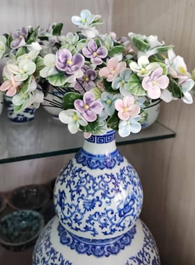 陶瓷花朵桌面仿真花束送女生摆件