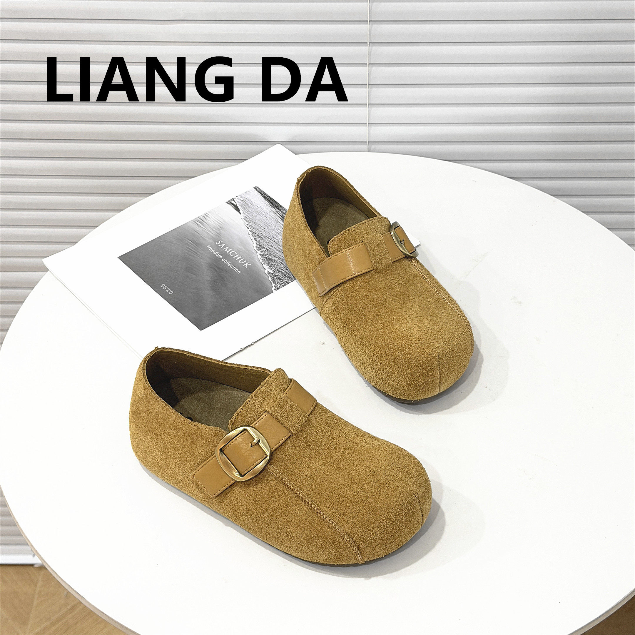 韩版皮带扣真皮厚底勃肯鞋女2026春款百搭时尚平底内增高休闲单鞋,淘宝优惠券,粉丝福利购,淘宝优惠卷