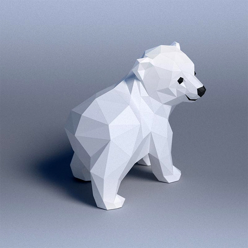 33厘米长 北极熊宝宝幼崽手工DIY海洋动物纸模型家居装饰摆件 - 图2