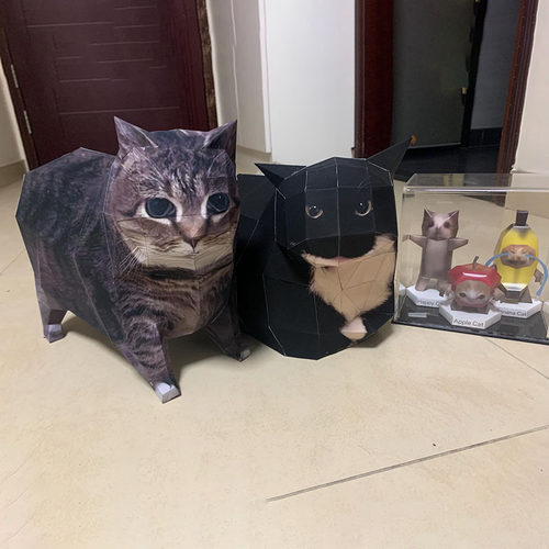 oiiao猫huh猫Maxwell猫疑惑猫旋转猫手工DIY纸模型折纸纸猫非成品 - 图0