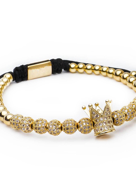 diy铆钉锆石男士珠子情侣手链