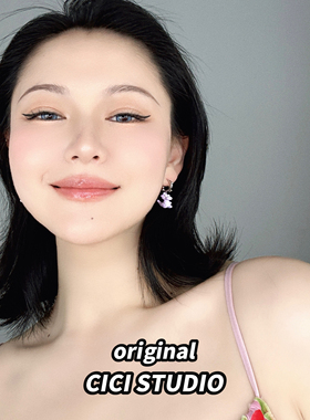 CICI STUDIO小众精工紫色小恐龙耳钉女甜酷多巴胺Y2K潮流艺术耳环