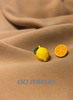 小众cici可爱风柠檬夏日纯银针