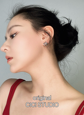 CICI STUDIO银针小众设计多圈金属银色耳钉冷淡风ins蚊香盘耳环