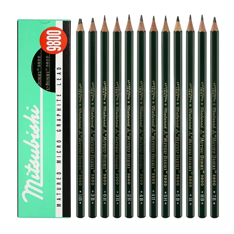 日本进口uni三菱素描铅笔9800绘画初学者速写素描炭笔2B/4B美术用-图3