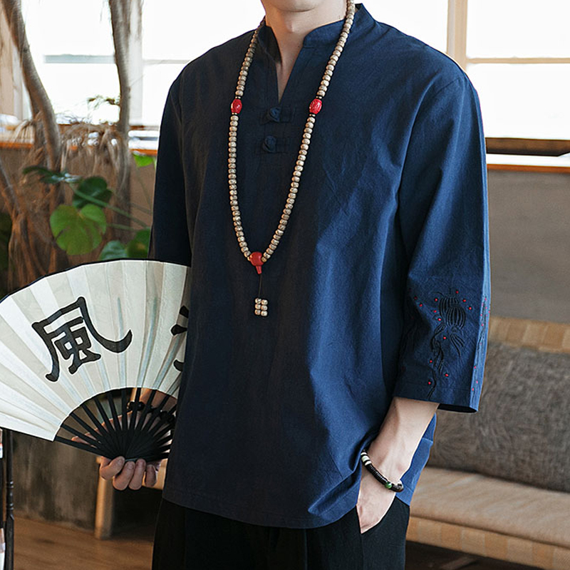 夏季男士唐装中国风盘扣复古刺绣 mvska蔓维斯卡民族服装