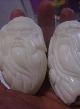 象牙果关公雕刻件纯手工雕刻