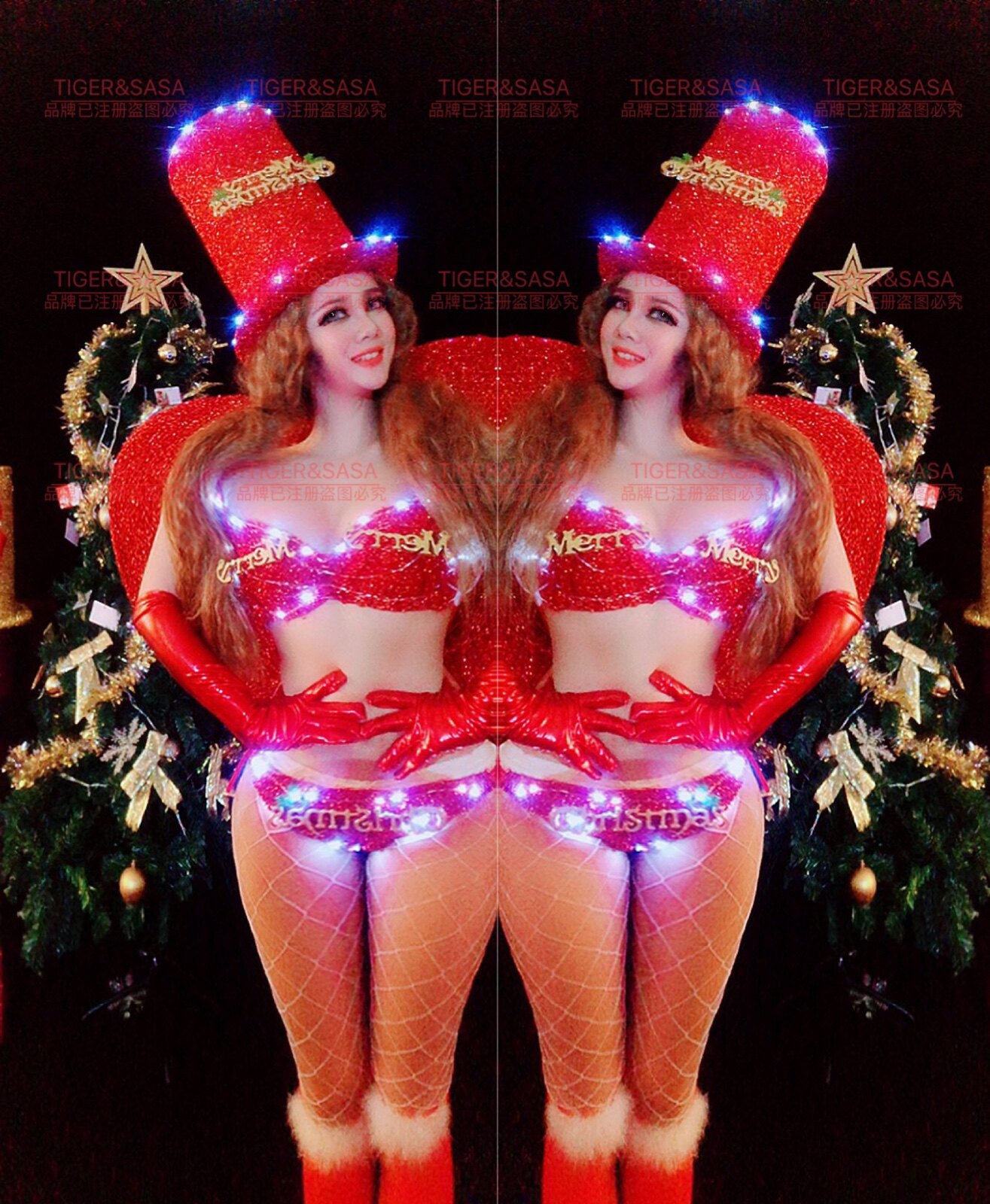 老虎莎莎夜店酒吧舞蹈队GOGO性感大气情人节生日字母背板演出服