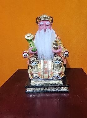 木雕土地公摆件纯手工雕刻实木材质，12寸真金。