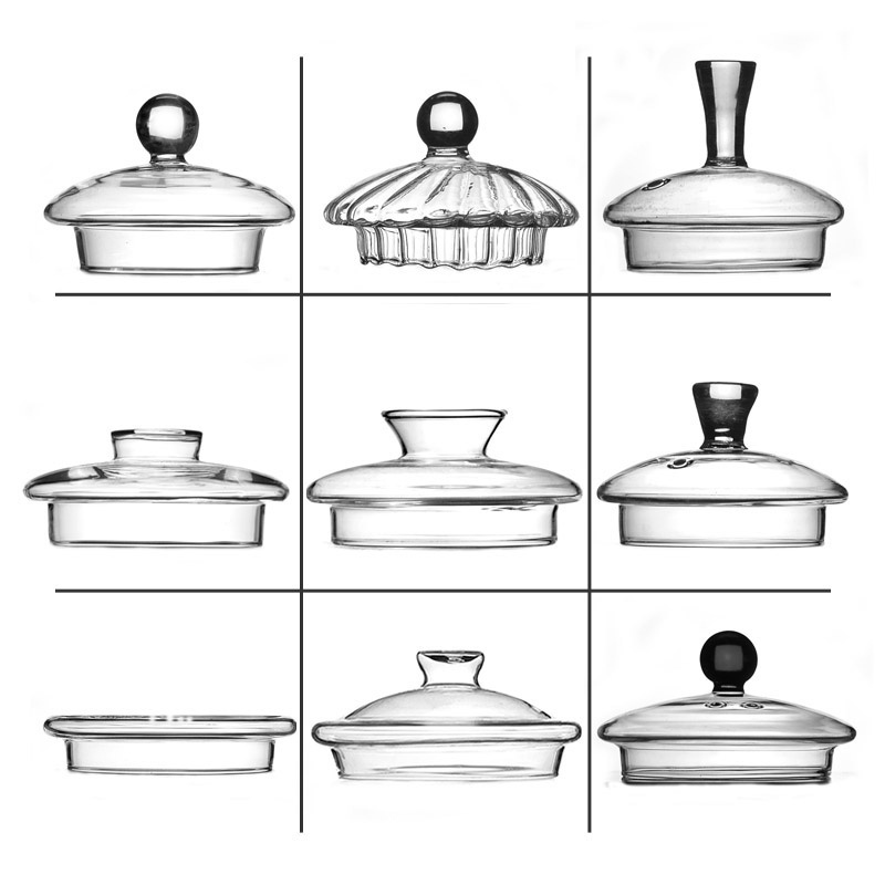 盖子9高硼硅耐热玻璃花茶壶盖子侧把盖子水杯盖子环保可家用配件 - 图0