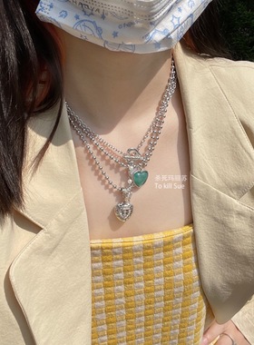 【杀死玛丽苏】韩国4room同款霓虹甜心小天使桃心项链 叠戴锁骨链