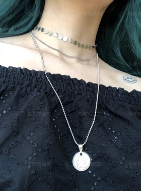 【杀死玛丽苏】blingbling土酷手工双层亮片项圈项链女短款choker