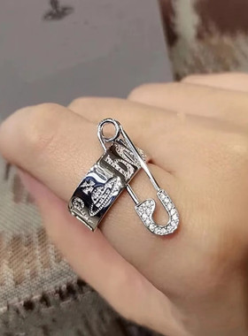 西太后vivienne闪钻土星别针戒指薇薇安宇宙星球扣针元素宽版指环