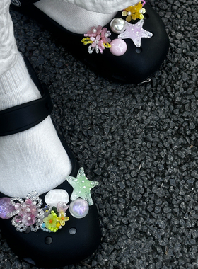 适配crocs卡骆驰鞋扣芭蕾风鞋花