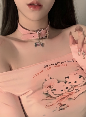 黑色白狗骨头y2k辣妹甜酷脖颈环