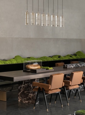 横向亚克力大理石罩子装置雕塑民宿雕塑饰品木头苔藓定制大堂酒店