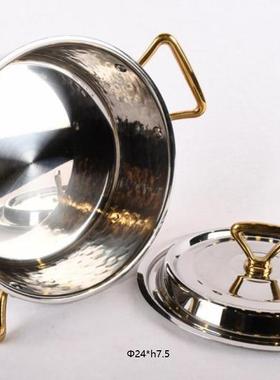 轻奢三层汤锅不锈钢锤纹煎锅品质氛围质感厨房锅具