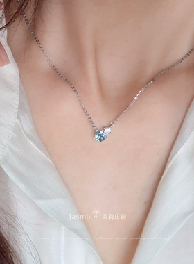Jasmo原创小众设计高级感优雅蓝色锆石项链女精致气质简约锁骨链