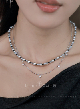 小众真多麻灰色珍珠项链