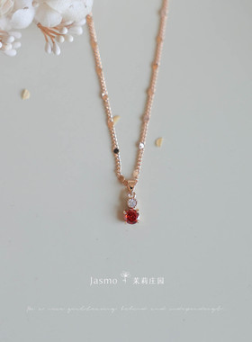 简约红色项链小众高级感