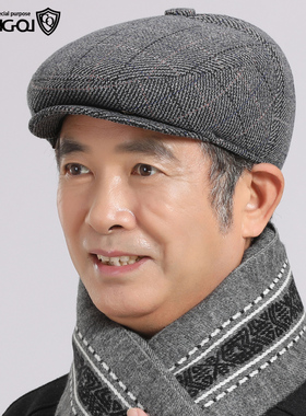 男秋冬季毛呢鸭舌帽前进帽帽子