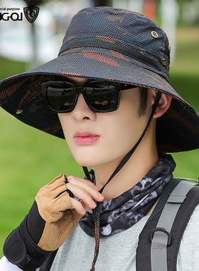 遮阳帽子男夏季户外登山夏天大檐