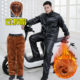 冬季加绒加厚皮衣防风保暖皮套装外卖骑行皮裤男式宽松皮棉袄棉裤